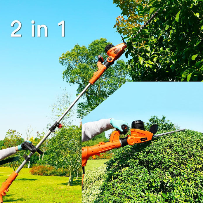 OPEN BOX GARCARE 2 in 1 Corded Pole Hedge Trimmer with 18 Inch Laser Cutting Blade-GPHT06