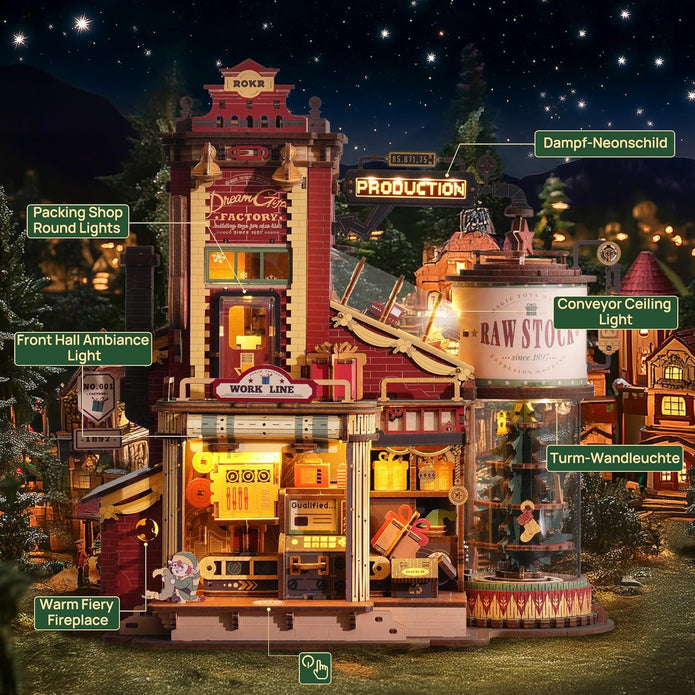 ROKR 3D Puzzle for Adults Christmas Style Dream Gift Factory Wooden Model Kit (EAB01)