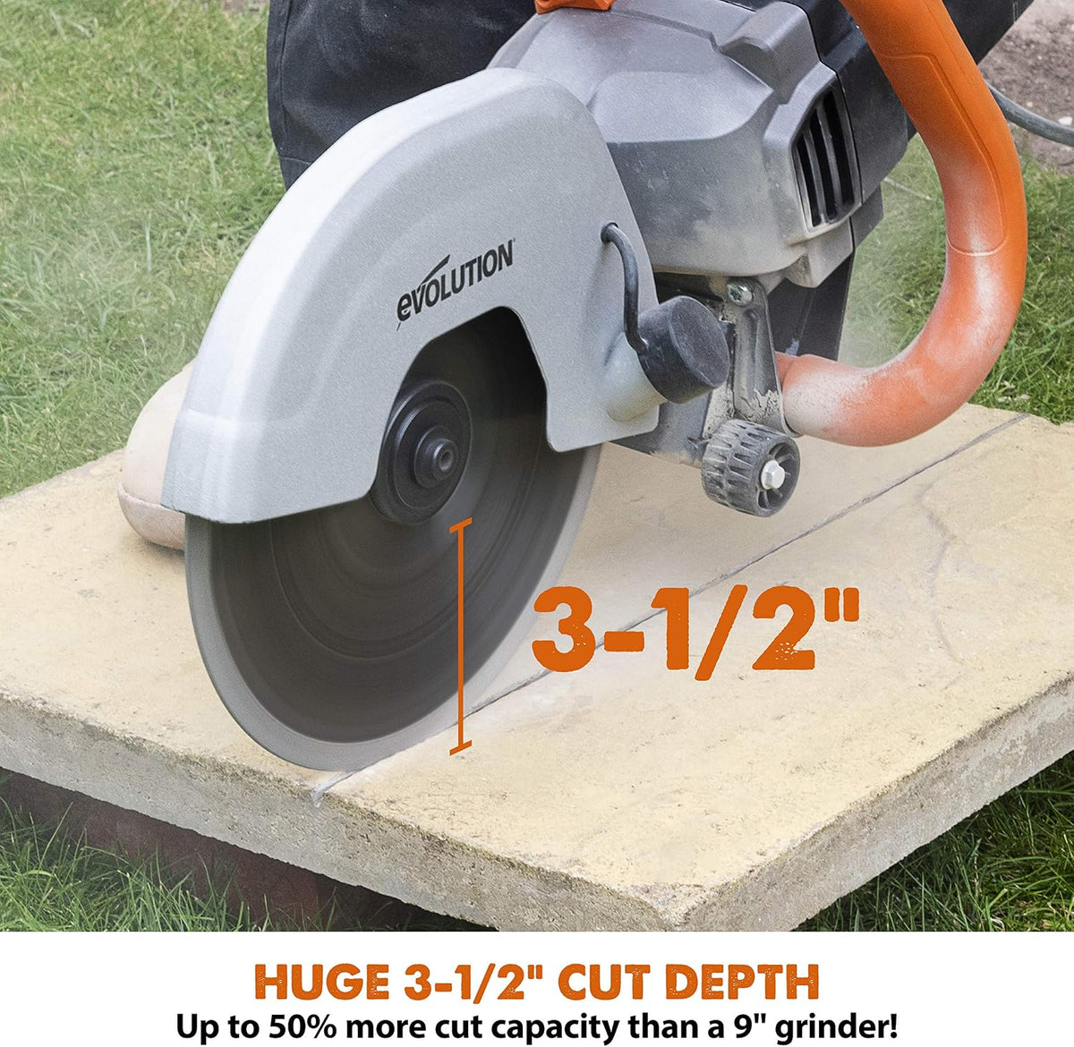 Evolution Power Tools R230DCT - 9 in Concrete Saw (Circular Saw, Angle Grinder) - 15A Motor, No Gas - Incl Diamond Masonry Blade