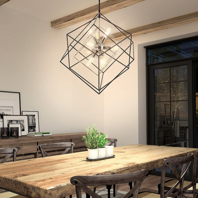 New Artika Modern Mid Century Chandelier Farmhouse Black and Silver