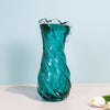 Modern Blue  Glass Vase, Wavy Lace, Home Living Room Desktop Decoration