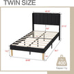 Upholstered Platform Bed Frame Twin Size with Headboard and Footboard/No Box Spring Needed/Easy Assembly,BLUE Linen