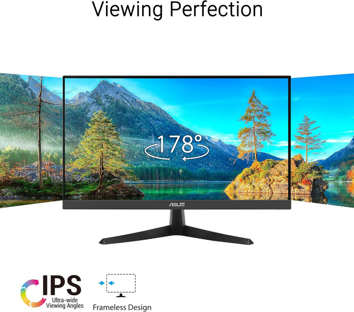 ASUS 22” (21.45 inch viewable) 1080P Eye Care Monitor (VY229HF) - Full HD, IPS, 100Hz, 1ms, SmoothMotion, Adaptive Sync, Eye Care Plus Technology, Blue Light Filter, Flicker Free