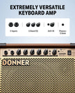 Donner DKA-20 Keyboard Amplifier 20 Watt Keyboard AMP with Aux in and Two Channels, Bass Guitar Amp, Piano Amplifier, Electronic Drum Speaker Support for Microphone Input