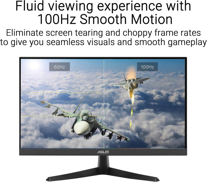 ASUS 22” (21.45 inch viewable) 1080P Eye Care Monitor (VY229HF) - Full HD, IPS, 100Hz, 1ms, SmoothMotion, Adaptive Sync, Eye Care Plus Technology, Blue Light Filter, Flicker Free