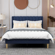 Upholstered Platform Bed Frame Twin Size with Headboard and Footboard/No Box Spring Needed/Easy Assembly,BLUE Linen