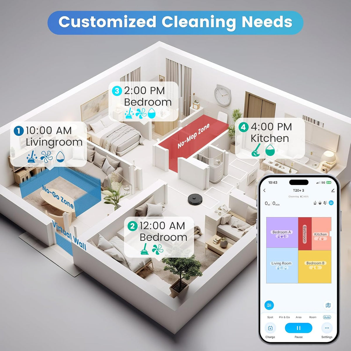 AIRROBO Robot Vacuum and Mop Combo, Self-Emptying T20+