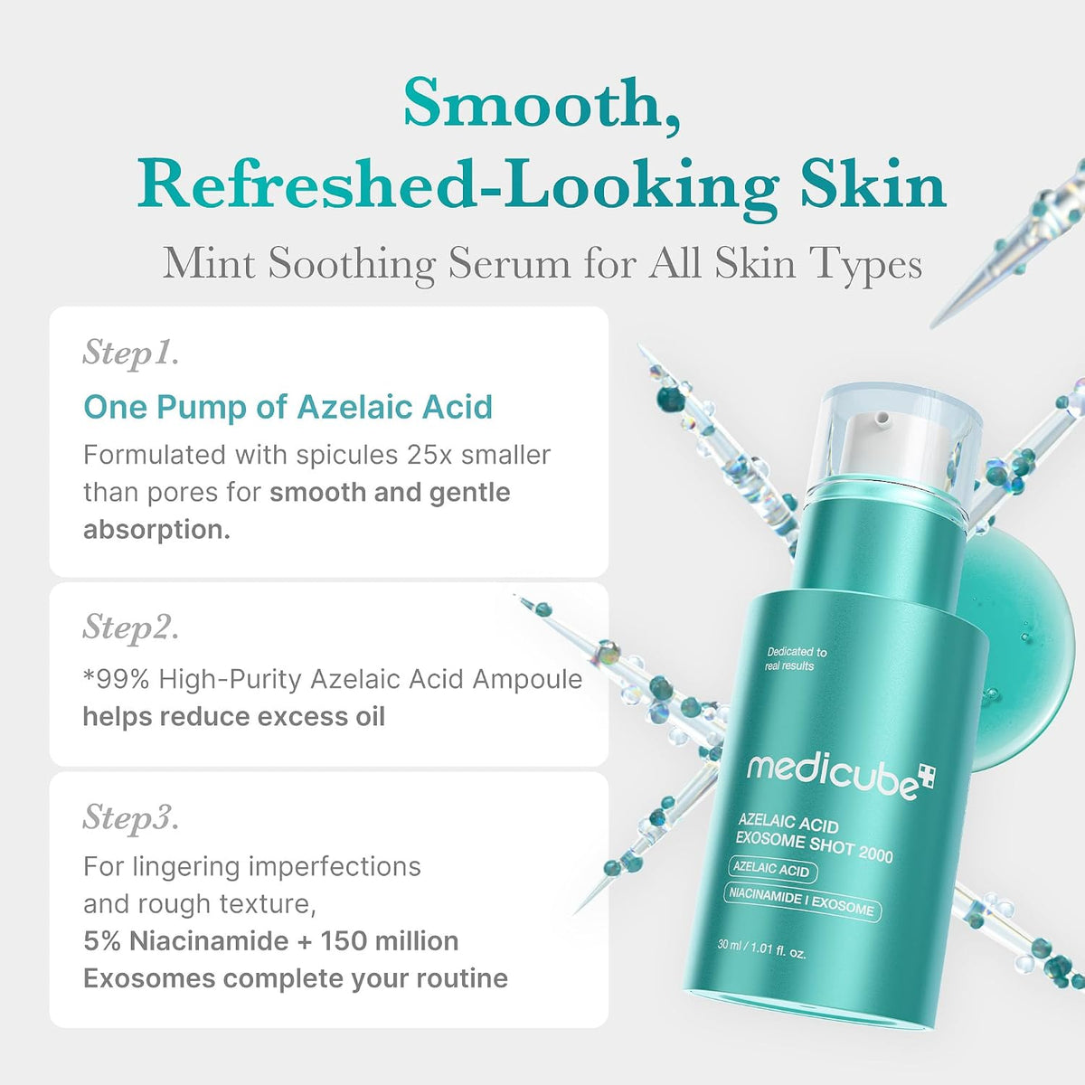 Medicube Azelaic Acid Exosome Shot 2000, Serum with Niacinamide, Lightweight, Fast-Absorbing, Daily Use