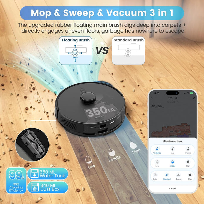 AIRROBO Robot Vacuum and Mop Combo, Self-Emptying T20+