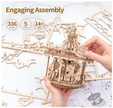 ROKR 3D Wooden Puzzle Carousel Music Box - 336pcs Spinning Merry-go-Round Musical Model Kit AMK62