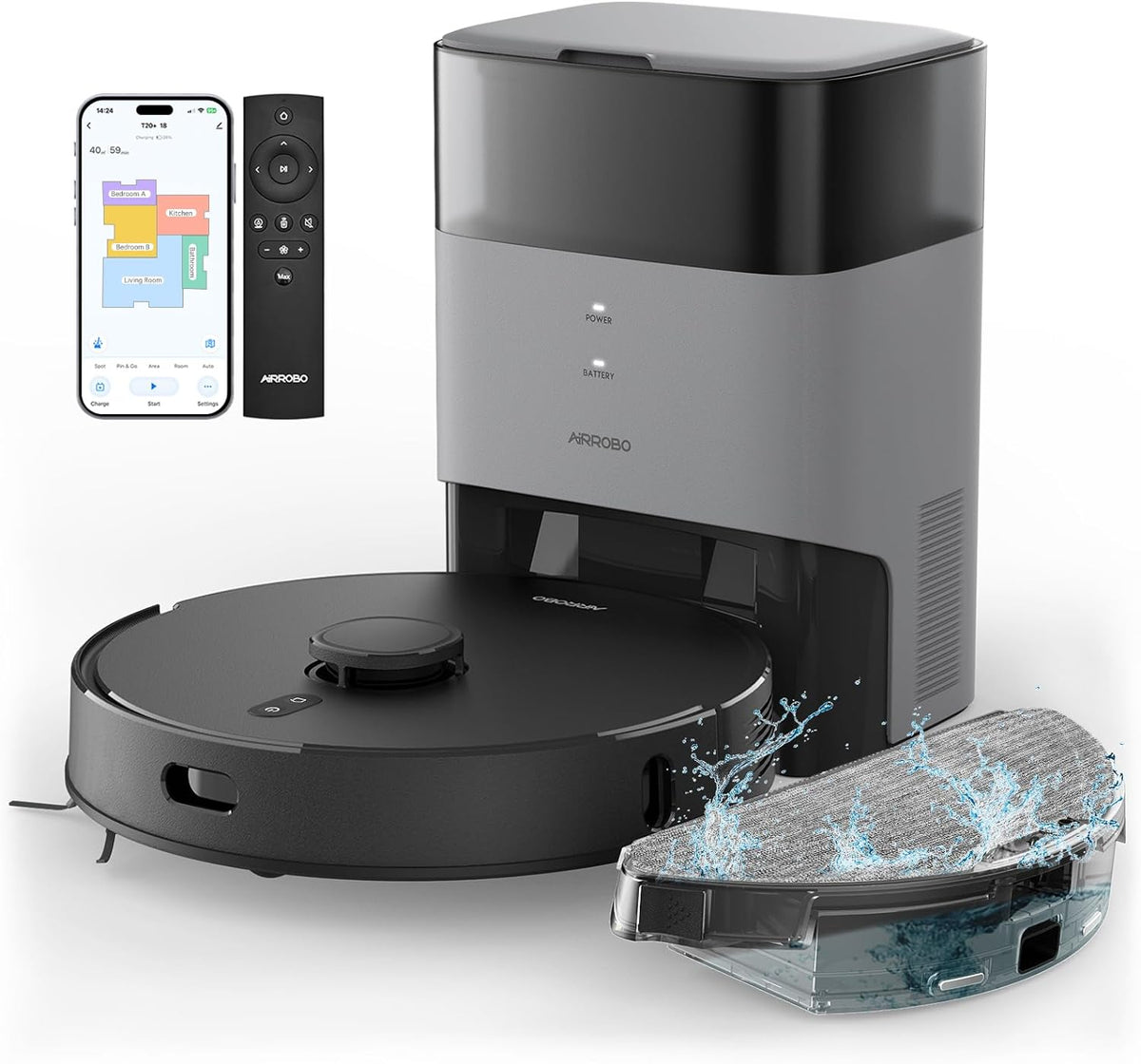 AIRROBO Robot Vacuum and Mop Combo, Self-Emptying T20+