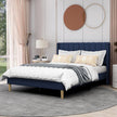 Upholstered Platform Bed Frame Twin Size with Headboard and Footboard/No Box Spring Needed/Easy Assembly,BLUE Linen