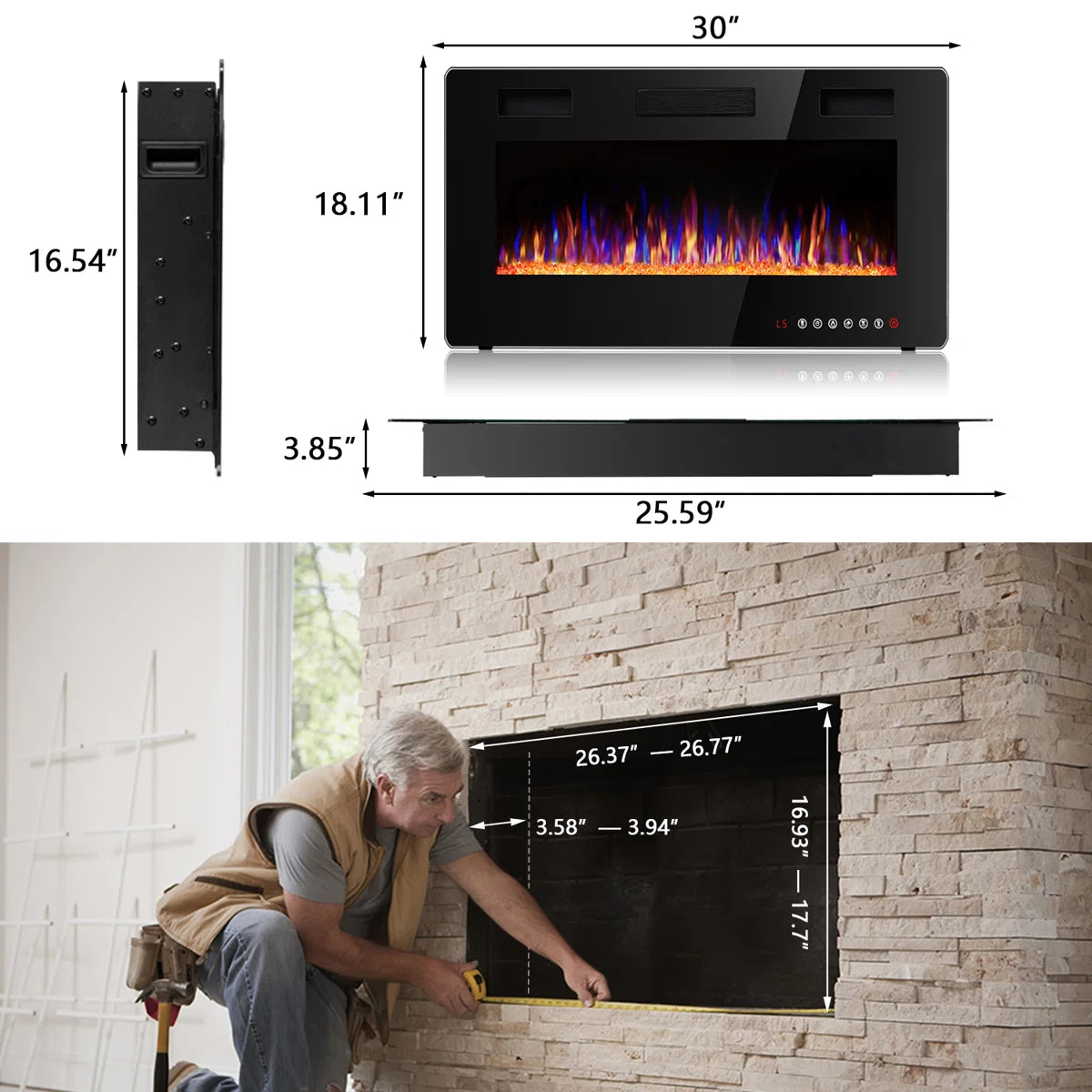 DEMO MODEL 30 inch Ultra-Thin and Silence Linear Fireplace