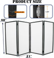 Portable DJ Facade Booth with Foldable Cover Screen, Black Steel Frame & 4 Detachable Panels, Includes White/Black Projector Display Scrims, 48