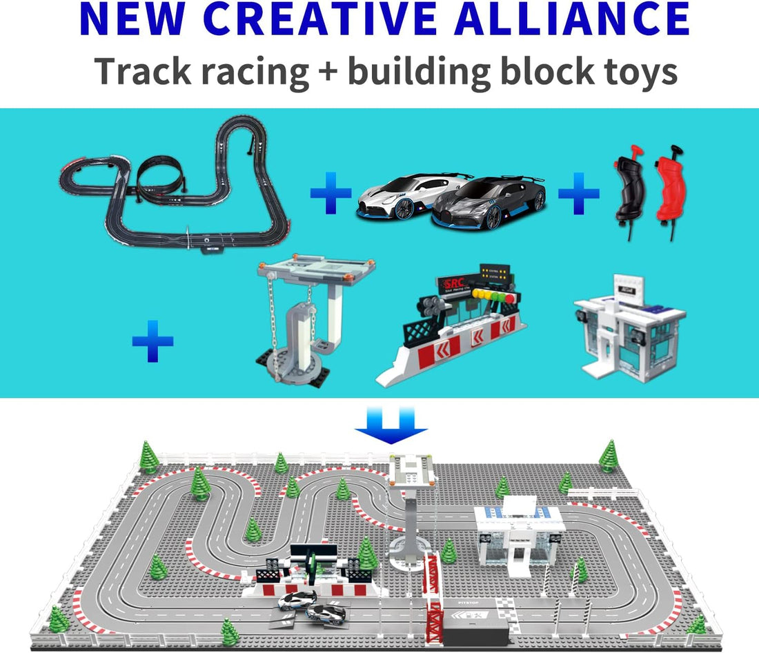 AGM MASTECH Mini Deluxe Block Building N Slot Car Race Set GD-12 1:87 Scale