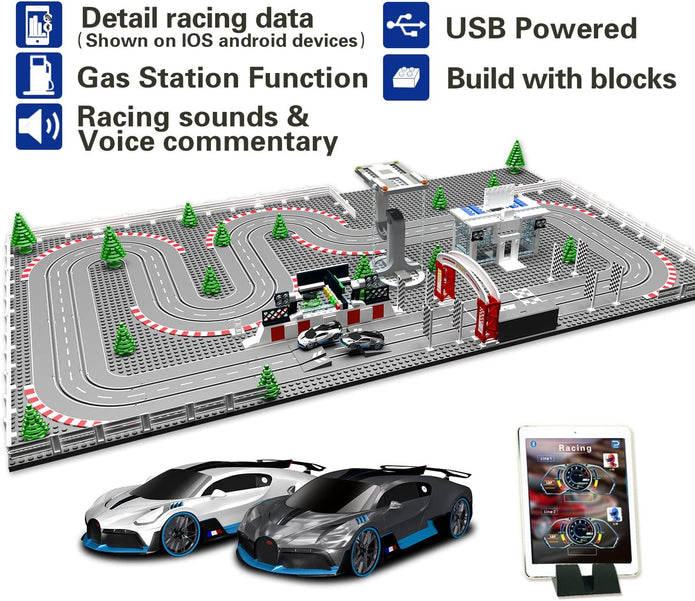 AGM MASTECH Mini Deluxe Block Building N Slot Car Race Set GD-12 1:87 Scale