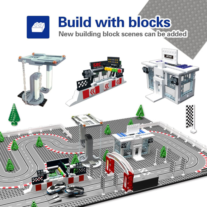 AGM MASTECH Mini Deluxe Block Building N Slot Car Race Set GD-12 1:87 Scale