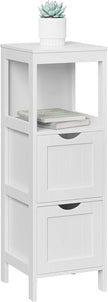 VASAGLE BBC42WT Bathroom Cabinet, Versatile Bathroom Shelf with 4 Levels, Wooden Bathroom Cabinet, Corner Cabinet, Medicine Cabinet, White, 30 x 89 x 30 cm