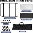 Portable DJ Facade Booth with Foldable Cover Screen, Black Steel Frame & 4 Detachable Panels, Includes White/Black Projector Display Scrims, 48