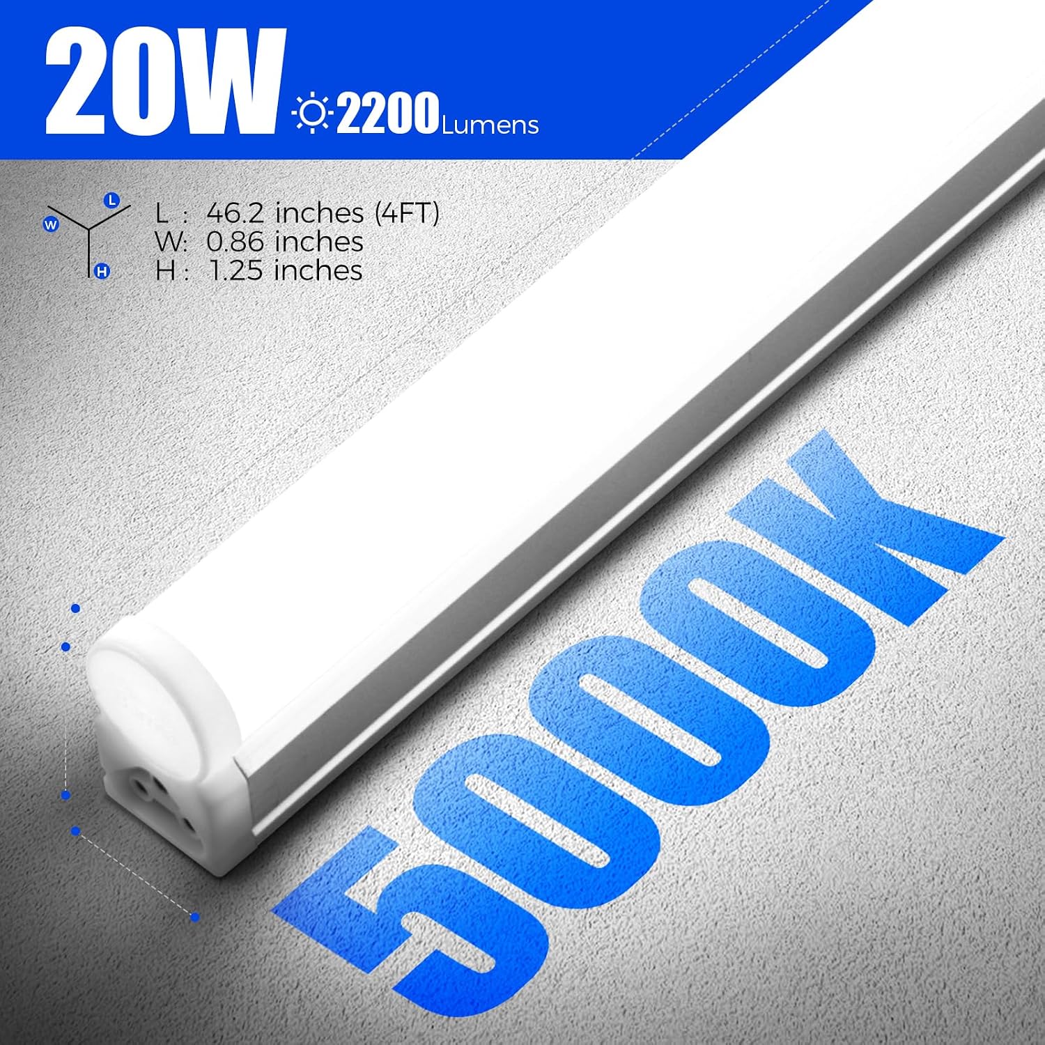 Barrina 12 Pack T5 LED Shop Light 4FT, 5000K Daylight White, 2200lm, 20W