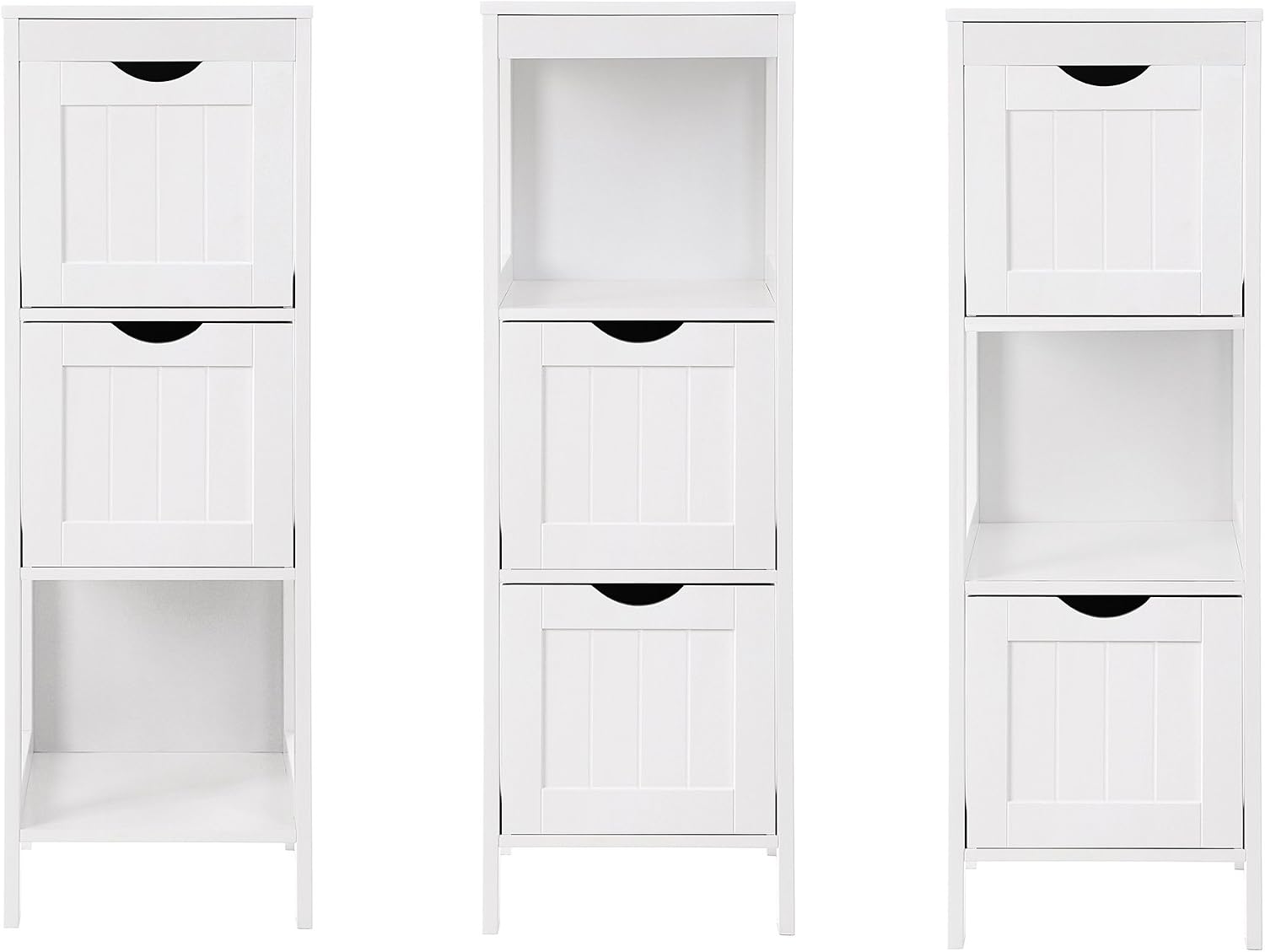 VASAGLE BBC42WT Bathroom Cabinet, Versatile Bathroom Shelf with 4 Levels, Wooden Bathroom Cabinet, Corner Cabinet, Medicine Cabinet, White, 30 x 89 x 30 cm