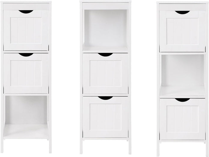 VASAGLE BBC42WT Bathroom Cabinet, Versatile Bathroom Shelf with 4 Levels, Wooden Bathroom Cabinet, Corner Cabinet, Medicine Cabinet, White, 30 x 89 x 30 cm