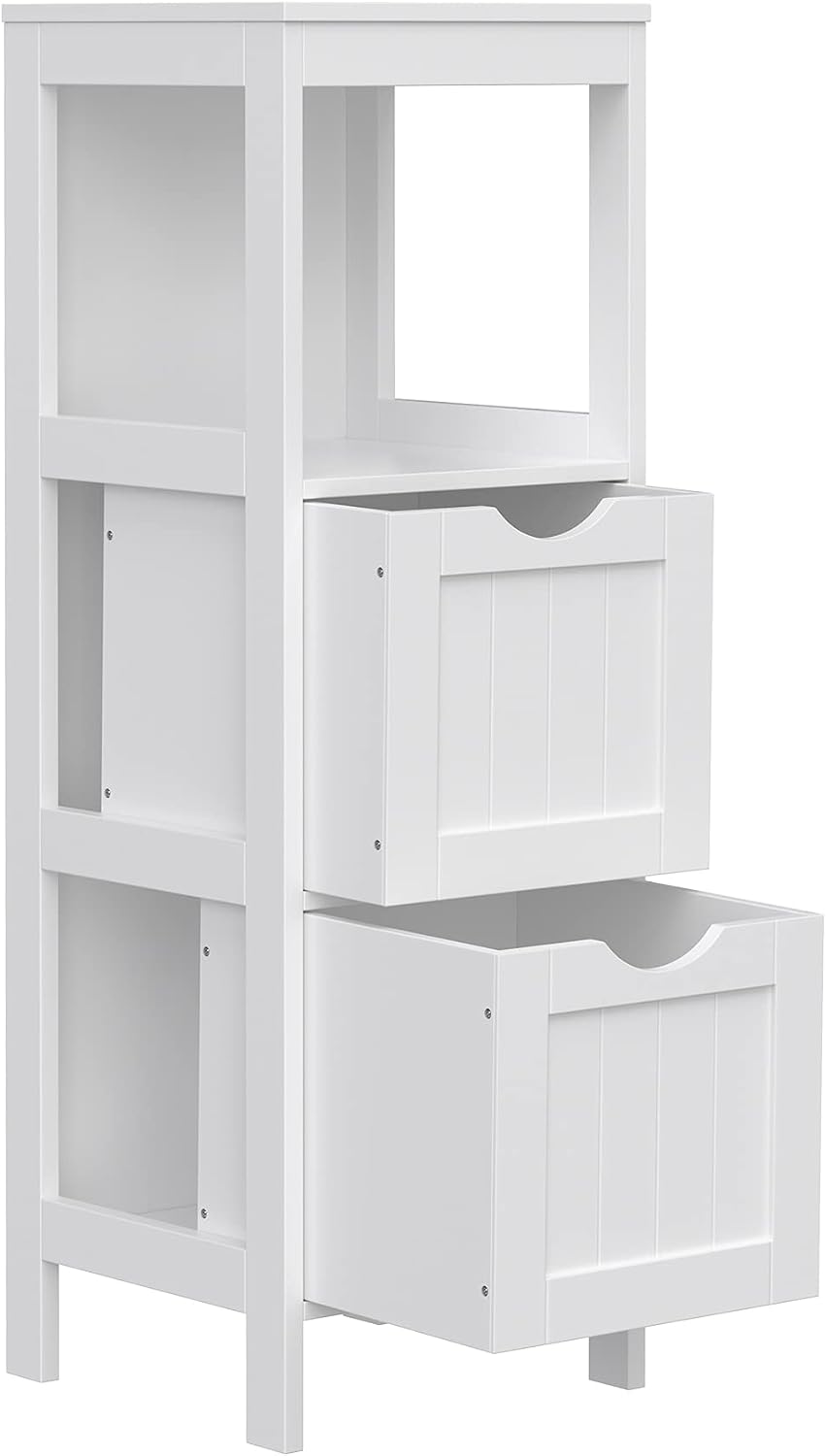VASAGLE BBC42WT Bathroom Cabinet, Versatile Bathroom Shelf with 4 Levels, Wooden Bathroom Cabinet, Corner Cabinet, Medicine Cabinet, White, 30 x 89 x 30 cm