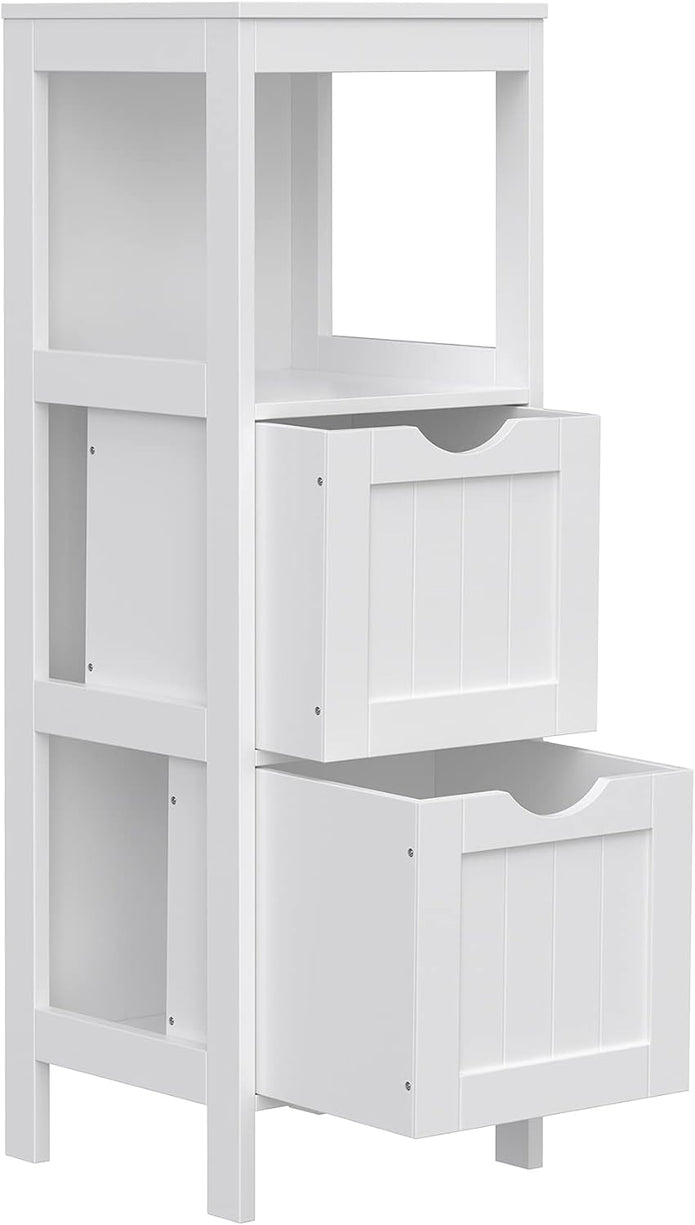 VASAGLE BBC42WT Bathroom Cabinet, Versatile Bathroom Shelf with 4 Levels, Wooden Bathroom Cabinet, Corner Cabinet, Medicine Cabinet, White, 30 x 89 x 30 cm