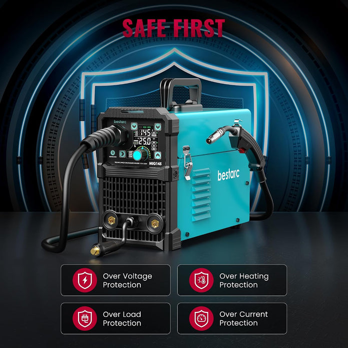 Bestarc 145Amp MIG Welder, 110V 220V Flux Core MIG/Lift TIG/Stick 4 in 1 Welder Machine