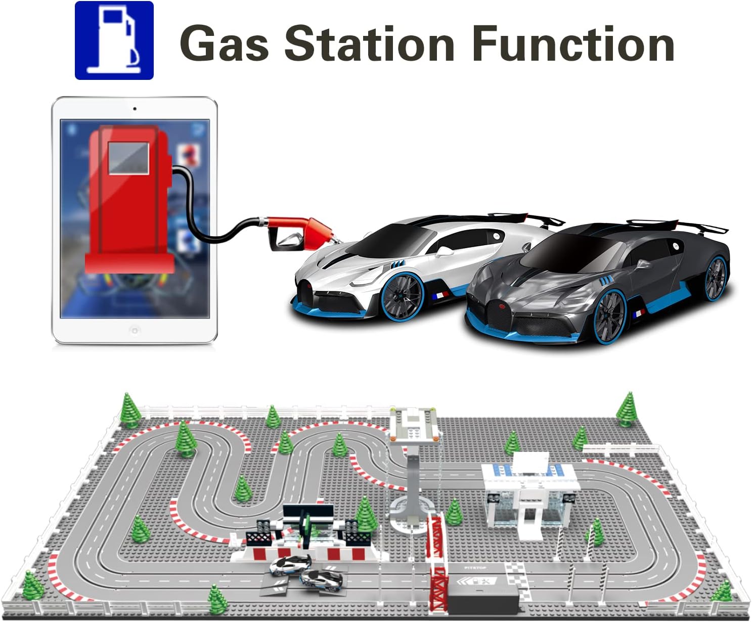 AGM MASTECH Mini Deluxe Block Building N Slot Car Race Set GD-12 1:87 Scale