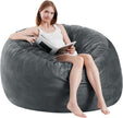 3 Feet Bean Bag Chair - BeanBag Chairs for Adults, Living Room Furniture Sofa with Soft Micro Fiber Cover, Round Fluffy Couch for Bedroom College Dorm - Grey