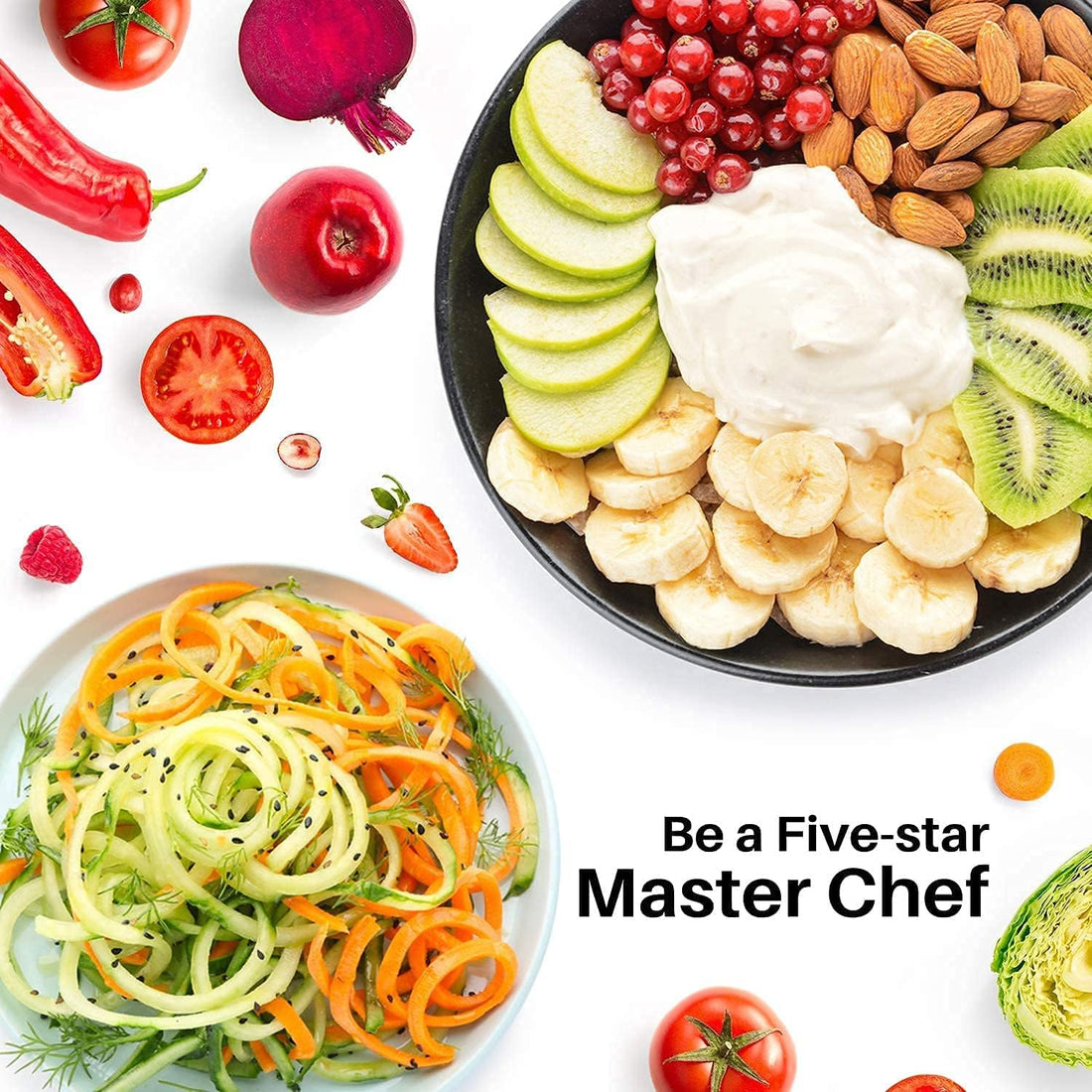 Spiralizer Attachment Compatible with KitchenAid Stand Mixer Packed with Peel, Core and Slice, Vegetable Slicer (Not KitchenAid Brand Spiralizer) (7 Blades)