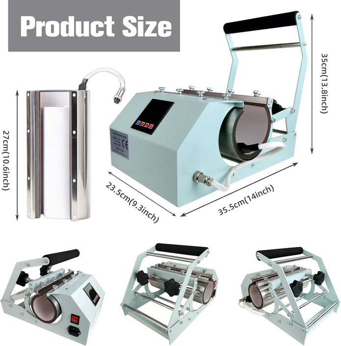 BetterSub Tumbler Mug Heat Press Machine 30 OZ 20 OZ 16 OZ Sublimation Straight Skinny Tumbler Mug Sublimation Print 11 OZ 15 OZ Sublimation Mug Heat Transfer (Teal)