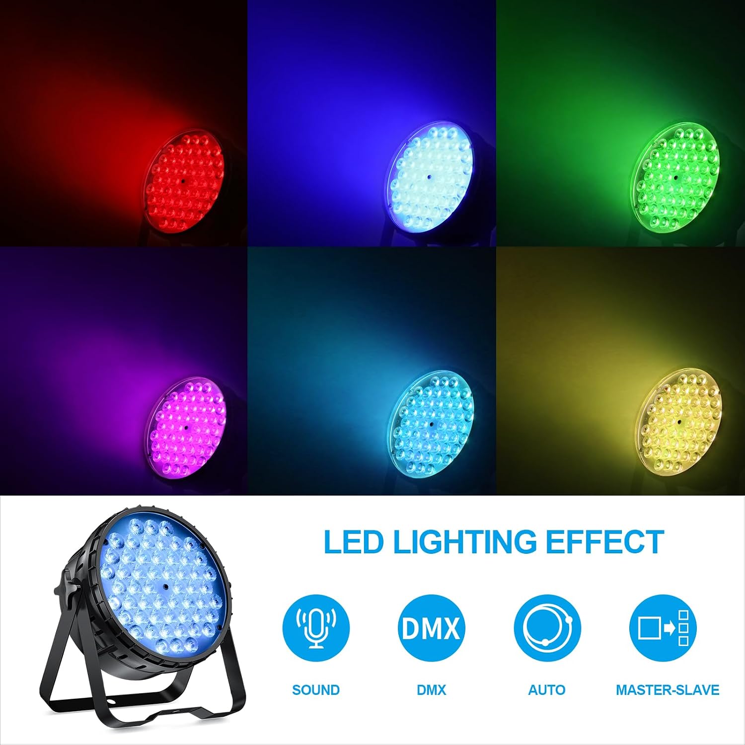 BETOPPER DJ Lights 2 Pack, 54x3W LED Par Lights, DMX Stage Lights Sound Activated, Strobe Wash Lights for Wedding, Church, Party, Club, Concert and Festival Events