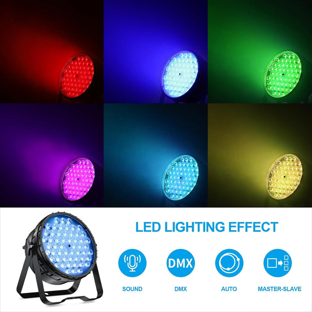 BETOPPER DJ Lights 2 Pack, 54x3W LED Par Lights, DMX Stage Lights Sound Activated, Strobe Wash Lights for Wedding, Church, Party, Club, Concert and Festival Events