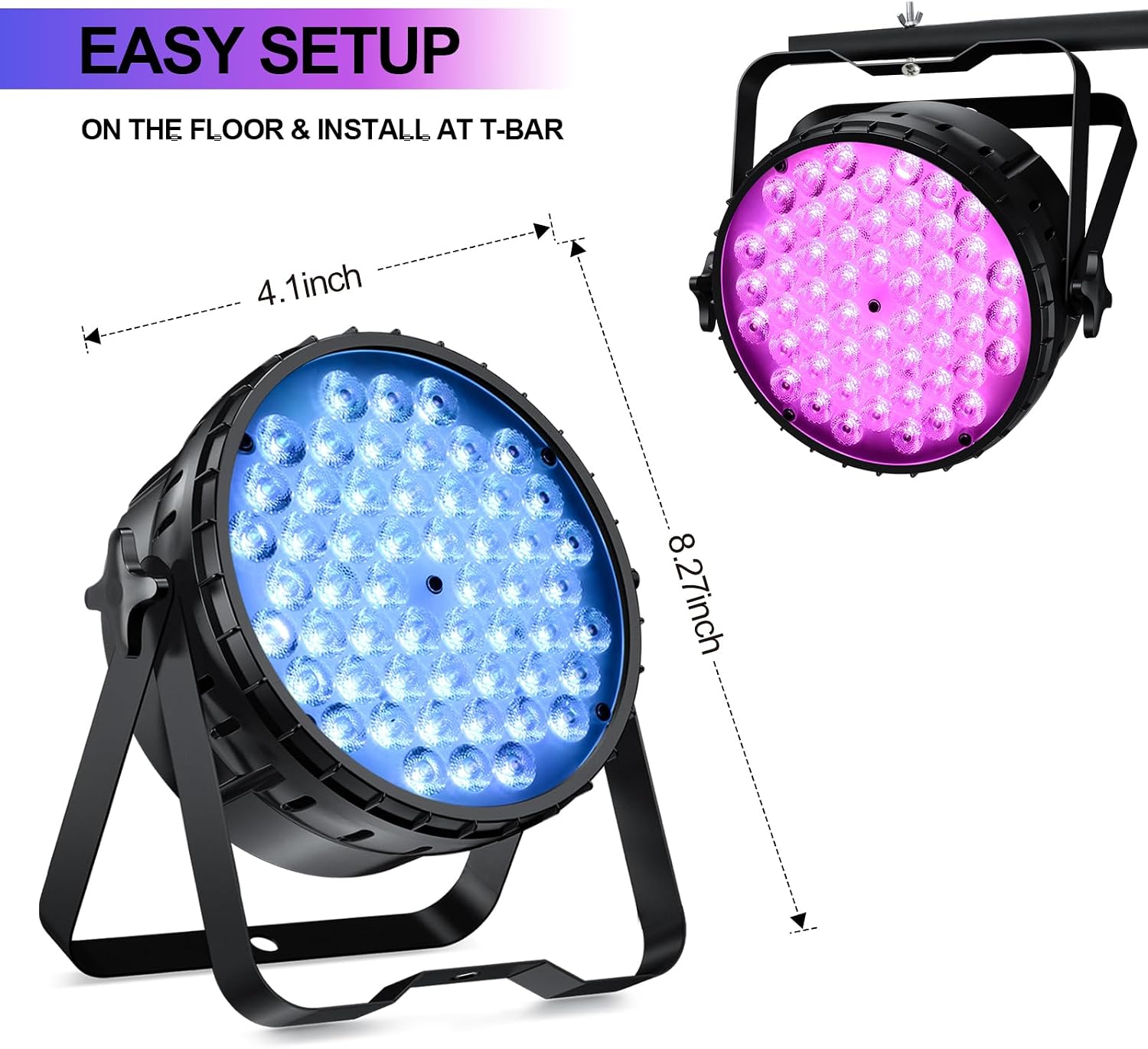 BETOPPER DJ Lights 2 Pack, 54x3W LED Par Lights, DMX Stage Lights Sound Activated, Strobe Wash Lights for Wedding, Church, Party, Club, Concert and Festival Events