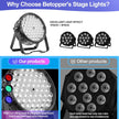 BETOPPER DJ Lights 2 Pack, 54x3W LED Par Lights, DMX Stage Lights Sound Activated, Strobe Wash Lights for Wedding, Church, Party, Club, Concert and Festival Events