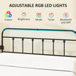 Queen Bed Frame with LED Lights and Charging Station, Metal Platform Bed Frame with Under Bed Storage, Black
