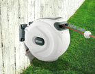 Blütezeit Retractable Garden Hose Reel, 1/2'' x 65ft Hose Reel Wall-Mount with 10-Function Spray Nozzle, Any Length Lock | 180° Swivel | Automatic Slow Rewind | Heavy Duty