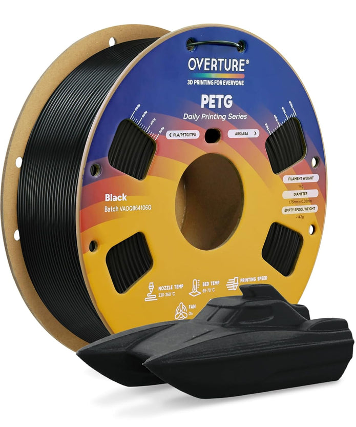 Case of 10 KG OVERTURE PETG Filament 1.75mm, High Speed 3D Printer Filament, Neatly Wound & Clog-Free, 1kg Spool (2.2lbs) Rapid PETG, Dimensional Accuracy +/- 0.02mm
