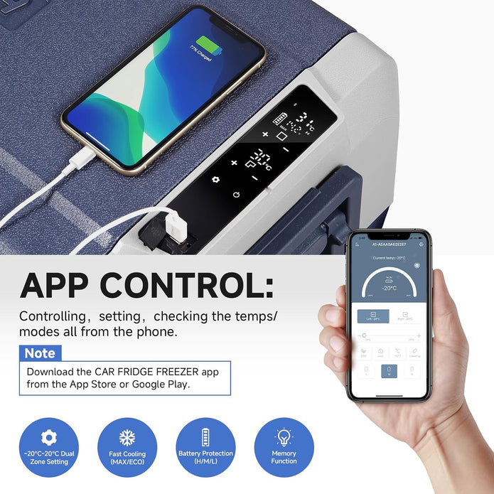 BODEGACOOLER 12 Volt Portable Refrigerator,64 Quart Car Fridge Dual Zone -4℉-68℉,60L Car Freezer APP Control