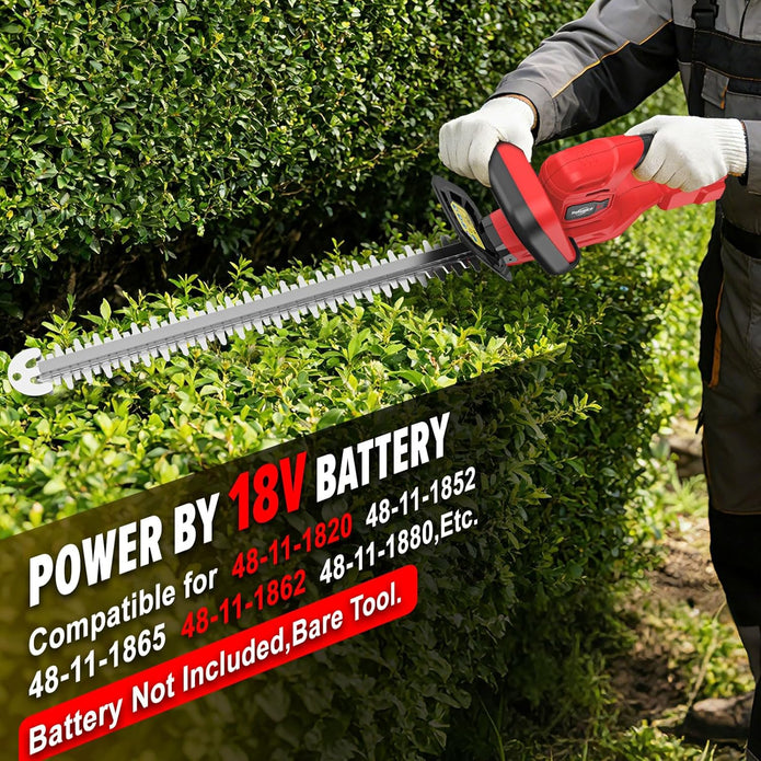 Hedge Trimmer Compatible for Milwaukee 18V Battery，Cordless Electric Hedge Trimmer with 1600RPM Brushless Motor, 22'' Dual-Action Blade with 3/5'' Cutting Capacity