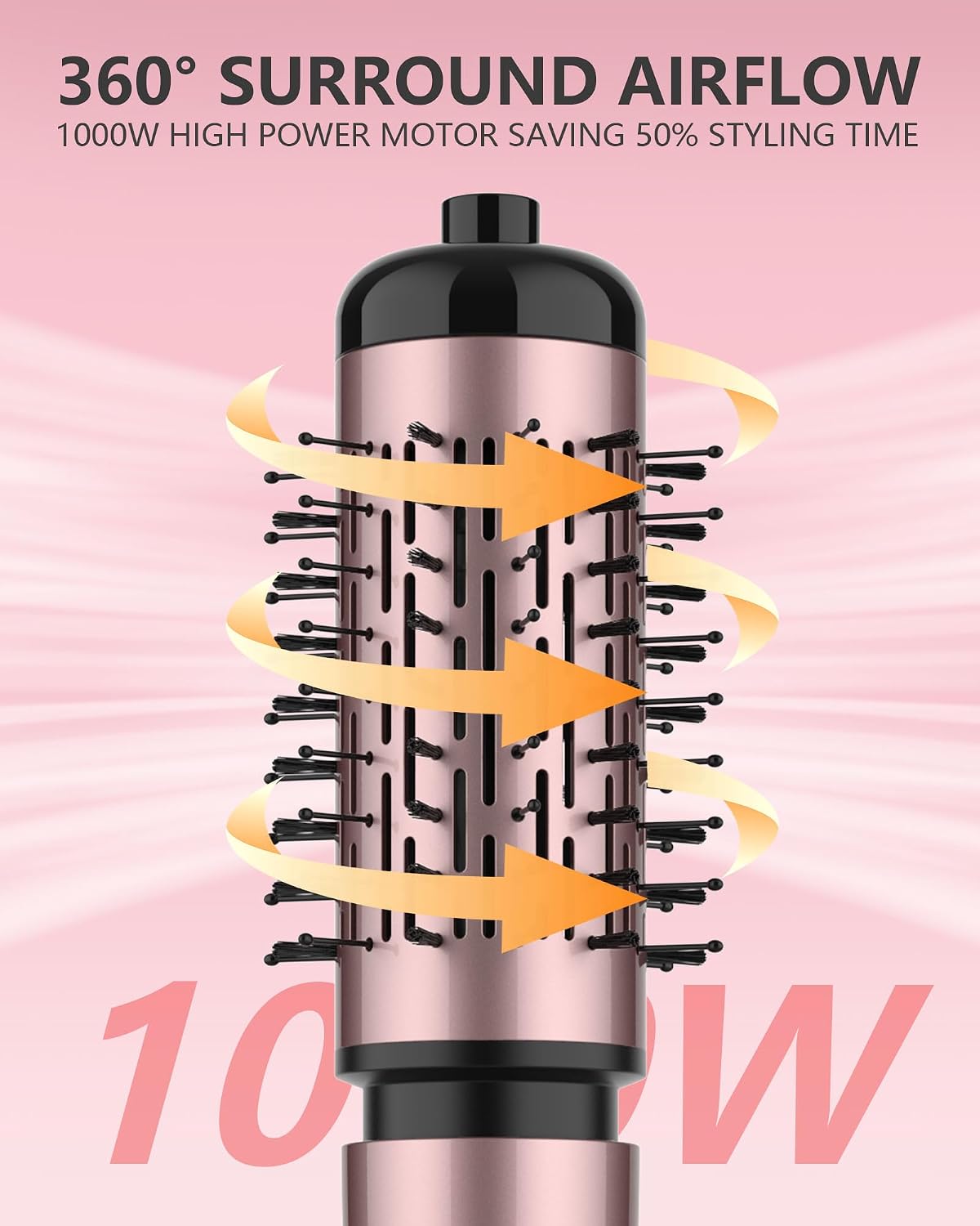 Rotating Hair Dryer Brush, 3-in-1 Hot Air Styler and Rotating Brush, Rotating Blow Dryer Brush with 2 Detachable Brushes(1.5