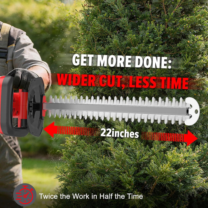 Hedge Trimmer Compatible for Milwaukee 18V Battery，Cordless Electric Hedge Trimmer with 1600RPM Brushless Motor, 22'' Dual-Action Blade with 3/5'' Cutting Capacity
