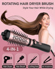 Rotating Hair Dryer Brush, 3-in-1 Hot Air Styler and Rotating Brush, Rotating Blow Dryer Brush with 2 Detachable Brushes(1.5