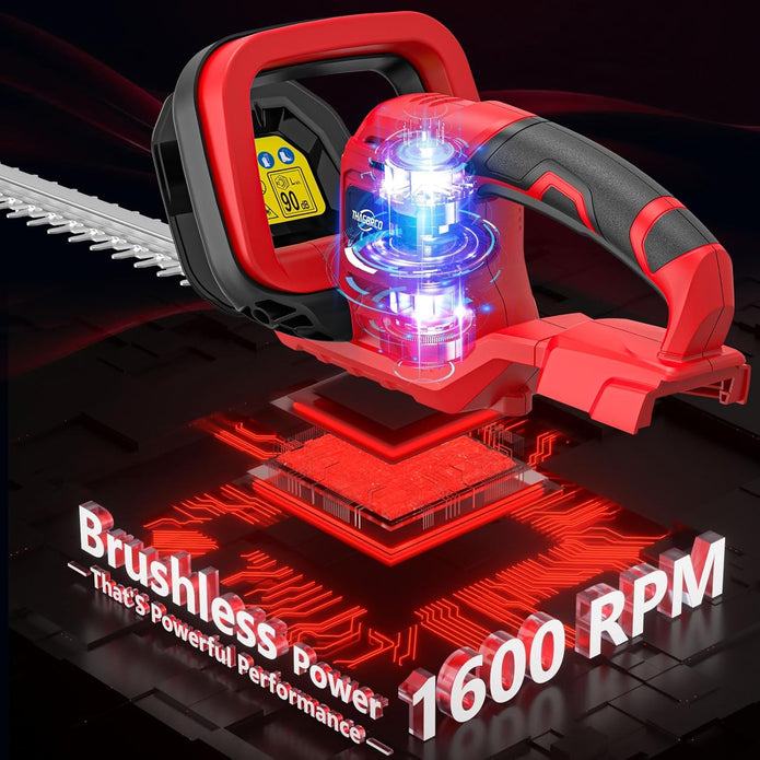 Hedge Trimmer Compatible for Milwaukee 18V Battery，Cordless Electric Hedge Trimmer with 1600RPM Brushless Motor, 22'' Dual-Action Blade with 3/5'' Cutting Capacity