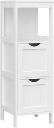 VASAGLE BBC42WT Bathroom Cabinet, Versatile Bathroom Shelf with 4 Levels, Wooden Bathroom Cabinet, Corner Cabinet, Medicine Cabinet, White, 30 x 89 x 30 cm