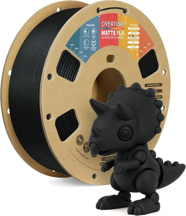 Case of 10 KG OVERTURE Matte PLA 3D Printer Filament 1.75mm, Matt Surface & Low Warping Filament 1kg Spool (2.2 lbs)