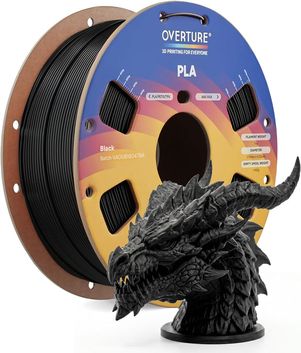Case of 10 KG OVERTURE PLA Filament 1.75mm, Neatly Wound 3D Printer Filament Spool (2.2lbs)