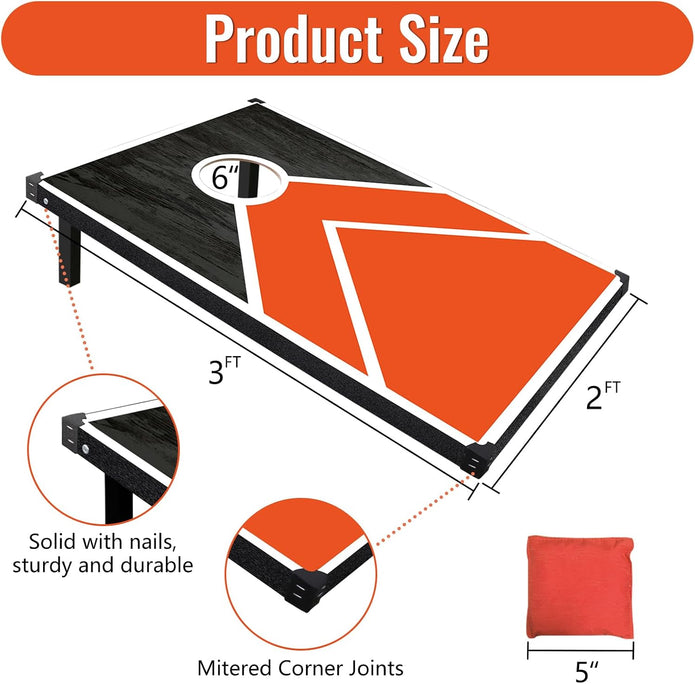 Cornhole Boards Set 3x2ft with 8 Bean Bags for Toss Beach Game Corn Hole